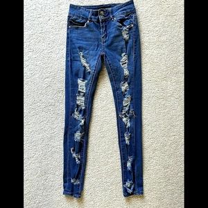Almost Famous Distressed Destroyed Stretch Skinny Jeans Size 0